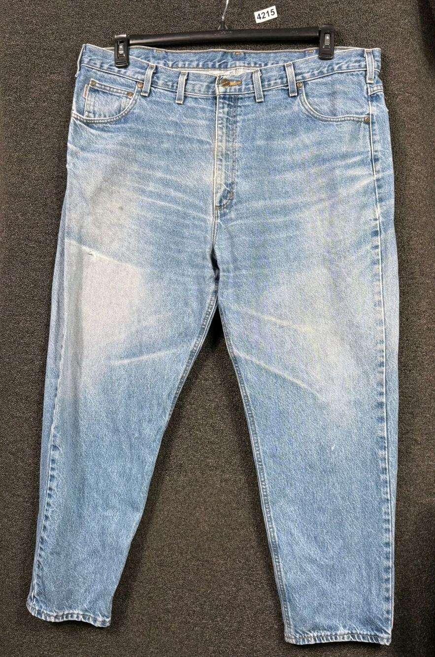 VTG Carhartt Jeans Mens 44 x 30 Blue B17 DST Denim Relaxed Fit Workwear Faded